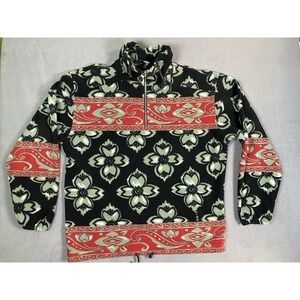 Rare VTG Fire And Ice Streetwear Made In Italy Oversized L Fleece 1/4 Zip Floral